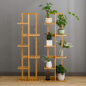 Étagère à fleurs moderne en bois sur pied, multi-niveaux, pour salon, support de rangement et de présentation de plantes, forme rectangulaire - Product Image 1