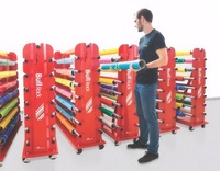 Étagère de présentation pour rouleaux de tissu en métal rouge - Étagère réglable robuste pour rouleaux de vinyle, pour l'industrie électrique, le commerce de détail