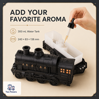 Humidificateur d'arômes en forme de train de 300 ml, double brume, télécommande, minuterie 2H et 8H, diffuseur de bureau vintage