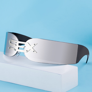 <span class=keywords><strong>Partagas</strong></span> Moda Y2K Estilo futurista Diseñador Logotipo personalizado Sin montura Envolvente UV400 Gafas de sol Gafas de Sol para Mujeres Hombres - Product Image 2
