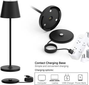 Lámpara de Mesa Inalámbrica Recargable con 3 Colores y Atenuación Gradual, LED, Metálica, Moderna, 80 - Product Image 4