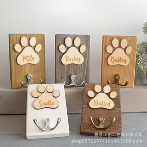 Wooden Pet Paw <b>Hook</b> Wall Mounted <b>Dog</b> Cat Leash Holder Coat Rack Durable Rustic Style - Product Image 1