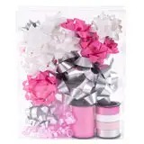 Pink and Silver Metallic Custom Printed Polyester <b>Gift</b> <b>Bows</b> with Ribbons for Christmas Packaging Decorations - Product Image 4