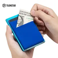 Dompet RFID Elastis, Dompet Cerdas RFID Aluminium dengan Kantong Belakang Elastis, Wadah Kartu Kredit, Dompet Pop Up