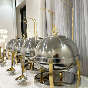 Hotel Restaurant Food Warmer Buffet <strong>Chaffing</strong> Dish Stainless Steel Luxury Heart Ball Wedding Banquet Catering 8L Capacity <strong>Fuel</strong> - Product Image 3