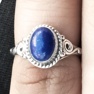 Anillo de piedras preciosas de lapislázuli para mujeres y niñas, joyería de plata de ley 925 hecha a medida, venta al por mayor, anillos de plata fina, joyería - Product Image 1
