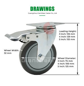 China Hersteller <span class=keywords><strong>Medium</strong></span> <span class=keywords><strong>Duty</strong></span> 3 ''4'' 5 ''Locking Silent Grey Tpr <span class=keywords><strong>Caster</strong></span> mit Bremse - Product Image 2