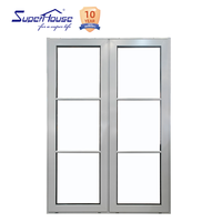 Ventana Abatible de Aluminio con Rotura de Puente Térmico, Vidrio Aislante de Doble Acristalamiento con Barras Decorativas, Diseño de Eficiencia Energética