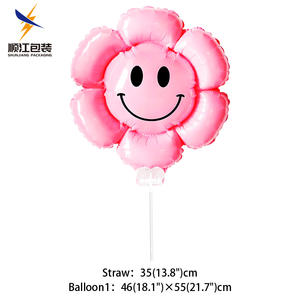 CYmylar虹色イルカヘリウムバルーンカップスティック虹色デイジーフラワークリップホルダー赤ちゃんシャワーパーティー用 - Product Image 4