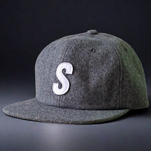 100% grey Melton len pha trộn mũ thêu Màu Đỏ Logo Snapback mũ, dây đeo da trống trở lại mũ tùy chỉnh Mũ len người đàn ông - Product Image 4