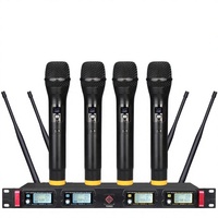 Microphone à condensateur sans fil professionnel 1 à 4 pour scène, micro portable KTV dédié à fréquence fixe avec réduction de bruit