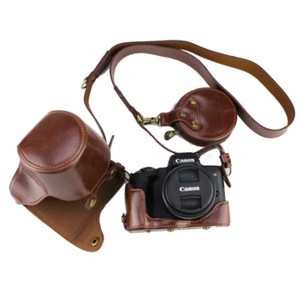 Sac de luxe en cuir Pu pour appareil photo pour <span class=keywords><strong>Canon</strong></span> EOS <span class=keywords><strong>M50</strong></span> EOSM50 avec objectif 15-45mm couvercle de batterie ouvert + sangle + Mini boîtier de batterie - Product Image 1