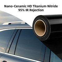 Film solaire pour vitres de voiture en céramique nano titane nitride haute définition 2 mil, anti-rayures, 95% IR, 99% UV, contrôle solaire, en rouleau