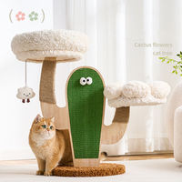 Kaktusförmiger Katzenbaum Luxuriöser Mehrstufiger Katzenturm mit Weichen Plüschkissen Robuster Massivholz-Kratzbaum für Mehrkatzen-Haushalte