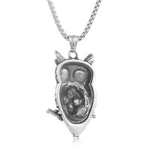 Colgante de búho de acero inoxidable con diseño de calavera, collar con cadena de ojos amarillos para hombres y mujeres, regalo de joyería de moda 1207 - Product Image 2