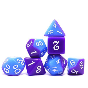 Venta al por mayor núcleo cubierto transparente poliedro conjunto acrílico dos tonos capa de <span class=keywords><strong>color</strong></span> dados poliédricos para el juego RPG en línea - Product Image 6