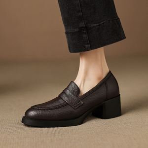 Mocasines de Mujer Primavera-Verano 2025, Nuevos, de Alta Calidad, con Cordones Cuadrados, Transpirables, Ligeros, Antideslizantes, Zapatos de Tacón Alto para Oficina y Trabajo - Product Image 1