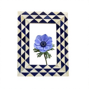 Marco de Fotos de Resina con Incrustaciones de Hueso Azul Hecho a Mano, Marco Decorativo para Pared o Mesa, Decoración del Hogar - Product Image 1