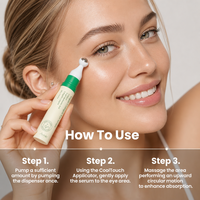 Sérum pour les yeux au collagène végétalien en marque propre avec applicateur Cooltouch, triple acide hyaluronique, complexe 5 peptides, soin de la peau du visage, 10 ml