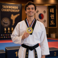 Medalla de Taekwondo Personalizada OEM, Medalla de Premio para Campeonato de Artes Marciales y Karate, Medalla Deportiva de Aleación de Zinc con Relieve 3D y Esmalte, con Cinta