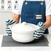 Tapis de séchage de vaisselle en silicone pliable, protection de comptoir de cuisine, dessous de plat résistant à la chaleur, compatible four, micro-ondes et lave-vaisselle