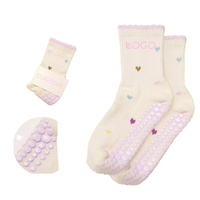 Nouvelles chaussettes tubulaires en coton pour jeunes, écologiques, antibactériennes, séchage rapide, respirantes, imprimées, antidérapantes, pour yoga et fitness, avec logo personnalisé