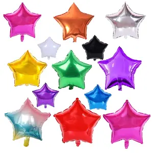 Ballons étoiles en Mylar, 18 pouces, 5 pièces, en or, argent, rose, blanc, noir, Orange et bleu, décoration pour fête prénatale, anniversaire, mariage