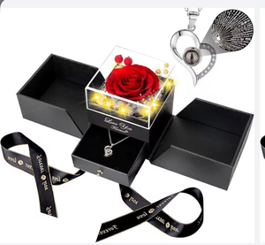 Boîte cadeau de fleurs éternelles - Boîte à roses en acrylique avec lumière - Un cadeau haut de gamme pour votre petite amie à la Saint-Valentin pour un sentiment d'amour profond - Product Image 5
