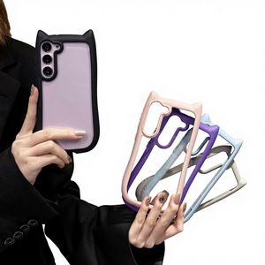Coque de téléphone portable transparente avec oreilles de chat mignonnes pour Samsung Galaxy S24 S25 S26, coques transparentes Catwomen - Product Image 1