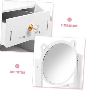 Boîte de Rangement Cosmétique Multifonctionnelle de Luxe Blanche Ronde avec Miroir et Poignées, Style Nordique, Vente en Gros - Product Image 3