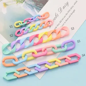 mix color Candy color DIY matte Acrylic Ring Chain Links for Jewelry Making