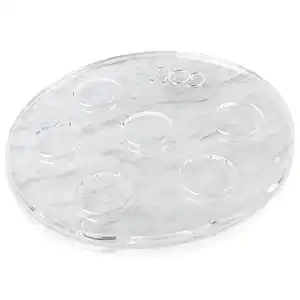 Pelat Seder Marmer Lucite Bundar 13.75 "dengan Stan Logam Pelat Seder Logam Bening dengan Tanda Tangan Emas dan Perak