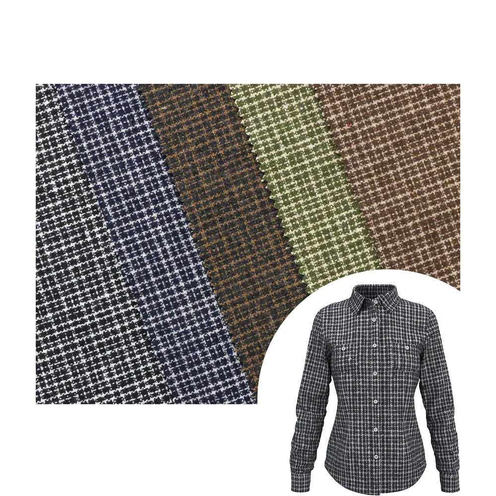 Textile Factory Garn gefärbt gewebt Plaid Stoff Polyester Shirt Stoff Tweed Check Stoff für Shirt