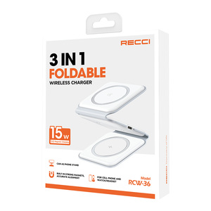Recci <span class=keywords><strong>Chargeur</strong></span> sans fil pliable 3-en-1 15W pour téléphone, montre et écouteurs, <span class=keywords><strong>chargeur</strong></span> portable multi-appareils à charge rapide - Product Image 5