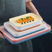 Plateau de service durable en paille de blé moderne pour restauration rapide, hôtels, desserts, restaurants, assiette de table, plateau de service, assiette en fibre de blé et plastique