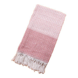 Toalla de baño turca Jacquard de 100x180cm de secado rápido con diseño geométrico y borlas para uso en la playa, mezcla de poliéster y algodón. - Product Image 5