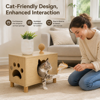 Table d'appoint en bois personnalisée pour chat, avec motif patte et visage de chat, et grotte cachette pour chat, mobilier d'intérieur pour animaux de compagnie, vente en gros pour les commerçants e-commerce
