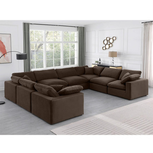 Sofá Modular PZCN, Combinación Libre, Sofá Seccional en Forma <span class=keywords><strong>de</strong></span> U para <span class=keywords><strong>Sala</strong></span> <span class=keywords><strong>de</strong></span> Estar, Fundas <span class=keywords><strong>de</strong></span> Almohada Extraíbles, Sofá Esquinero Tipo Nube en Venta - Product Image 4
