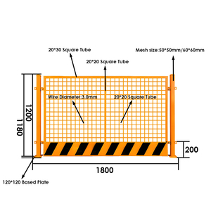 Clôture de sécurité de chantier temporaire 1800x1200mm, <span class=keywords><strong>maille</strong></span> <span class=keywords><strong>50x50</strong></span>, tube 20x20, haute visibilité pour la sécurité des zones de travail et le contrôle des foules - Product Image 3