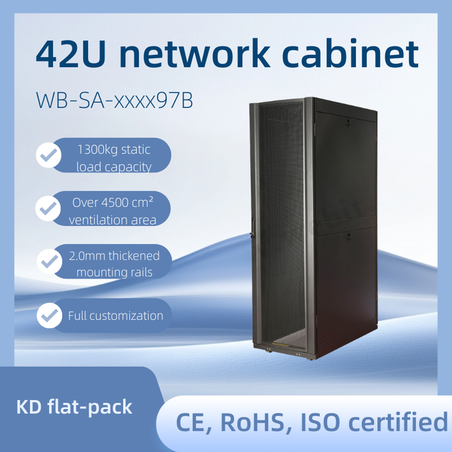 42U Floor Standing Server Rack Cabinet 1300kg Load Capacity Heavy Duty Network Enclosure for Data Center Telecommunication