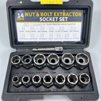 TGS Jeu d'outils pour l'extracteur de boulons et écrous à chocs, 14 pièces, extracteur de boulons et démontage de vis, douille pour une utilisation efficace