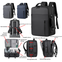 Sac à dos pour ordinateur portable extensible, grande capacité, étanche, avec charge USB, sangles réglables, vente en gros personnalisée