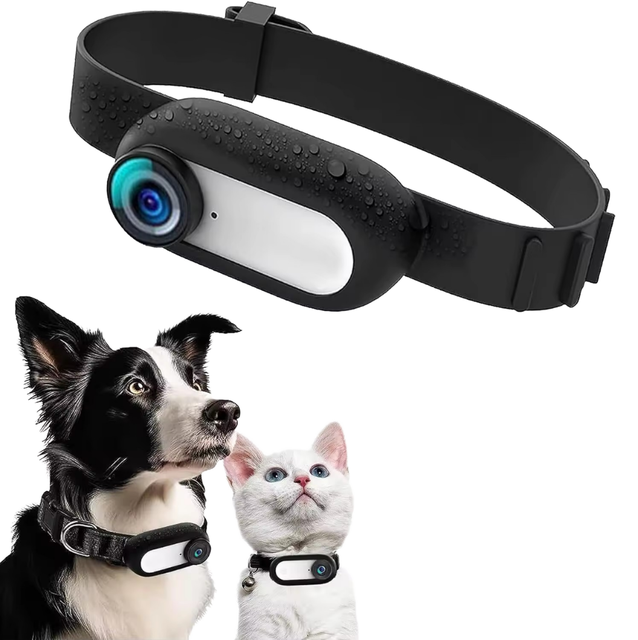 Outdoor Dog Collar Camera 1080P HD CMOS 120 Degree Wide Angle Rechargeable Mini Sport Action Cam Waterproof IPx6 for Dogs & Cats