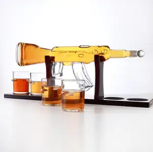 800毫升高硼硅酸盐动物枪形威士忌酒杯倾析器朗姆酒玻璃器皿套装工艺瓶