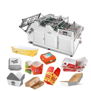Fully Automatic Burger Pizza Carton Box Making Machines Paper Cake Tray Forming Making Machine