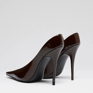 Women Super Pointed Toe Sandals Big Size 45 Sexy Dress Stiletto High Heels Patent on Mules Slippers <b>Shoes</b> - Product Image 2