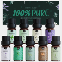 Lot de 9 flacons d'huiles essentielles d'aromathérapie écologiques et fraîches de 10 ml pour la fabrication de bougies, les soins capillaires et corporels
