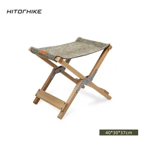 Wholesale fording small chair-Hitorhike wholesale outdoor portable small folding beech wooden chair for camping hiking and indoor