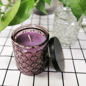 In rilievo di cristallo del diamante di taglio di vetro viola candela vaso di candela profumata - Product Image 6