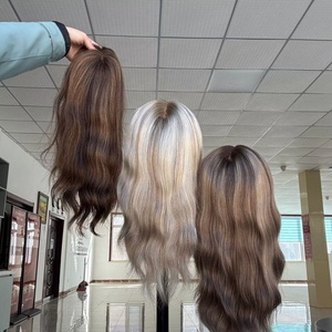 Toupee de Cabello Humano Europeo Virgen con Color Balayage de Calidad Profesional, Venta al por Mayor de Fábrica, Topper de Cabello con Malla Mono para Mayor Volumen - Product Image 3